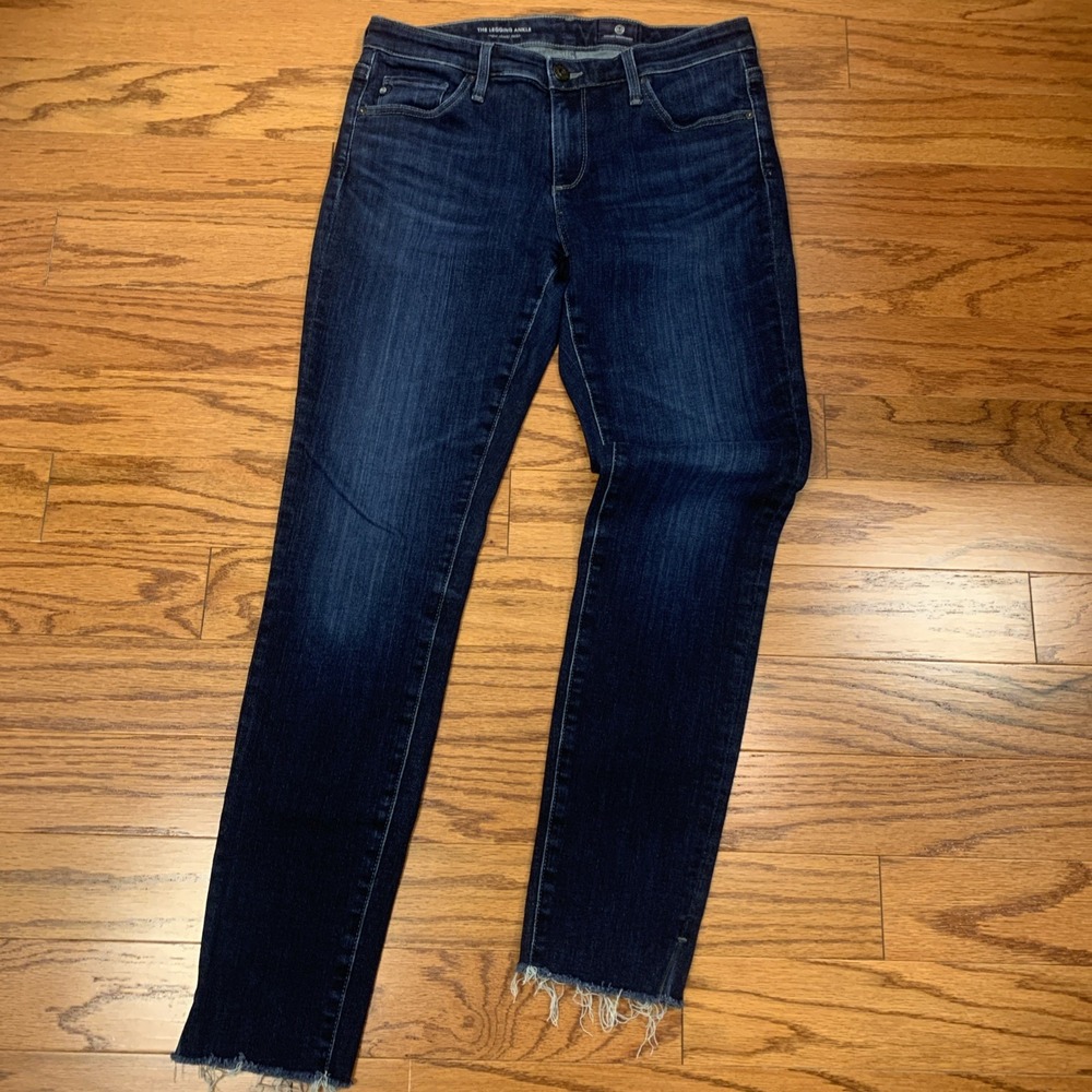 AG Adriano Goldschmied Legging Ankle Jeans Women 26 Dark Wash Super Skinny Raw